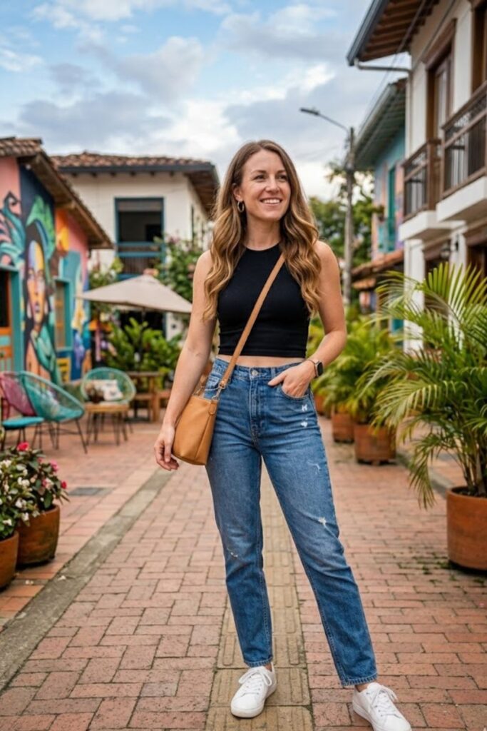 11. Crop Top with High-Waisted Jeans