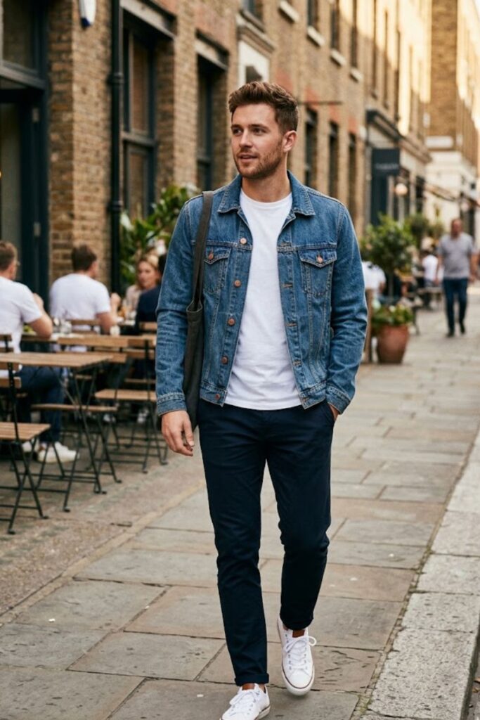 11. Denim Jacket with T-Shirt