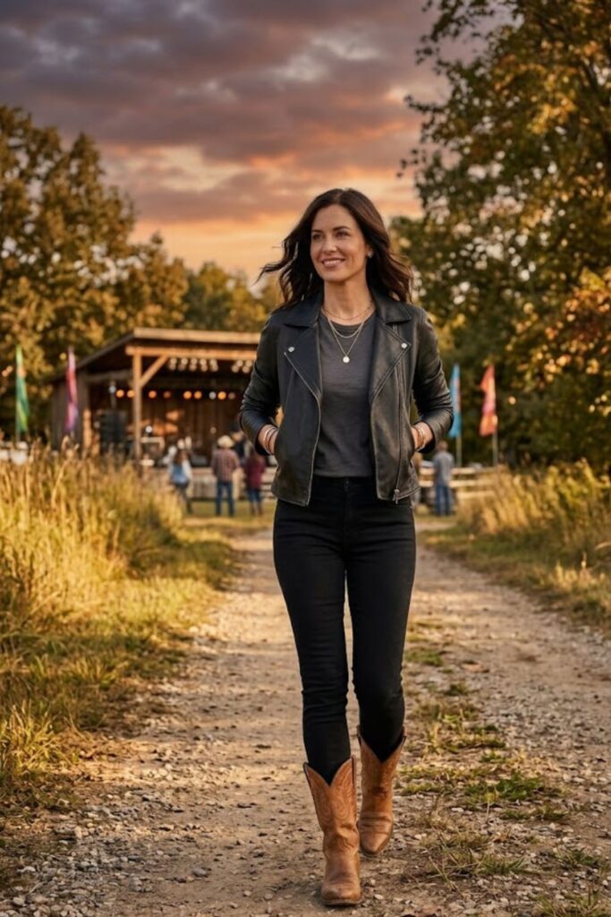 11. Leather Jacket and Black Jeans