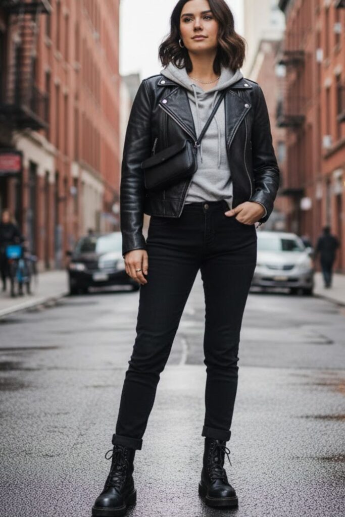 11. Leather Jacket with Hoodie