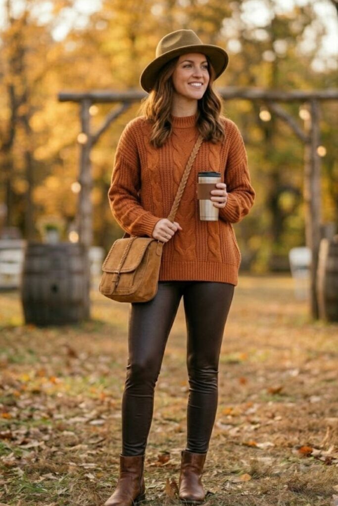 11. Oversized Sweater and Leather Leggings