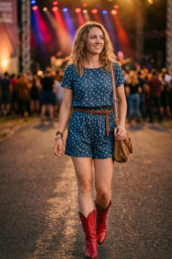 11. Red Boots with a Romper