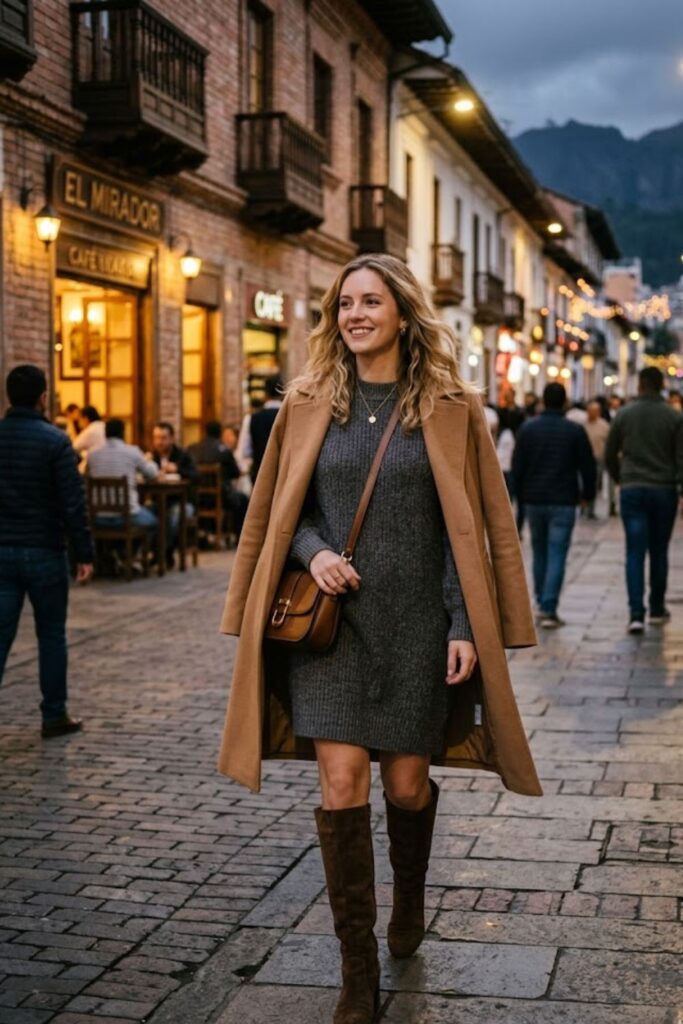11. Sweater Dress with Boots