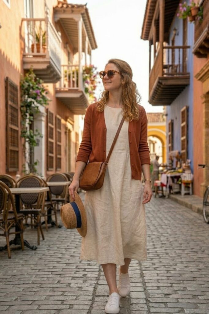 12. Casual Dress with Cardigan