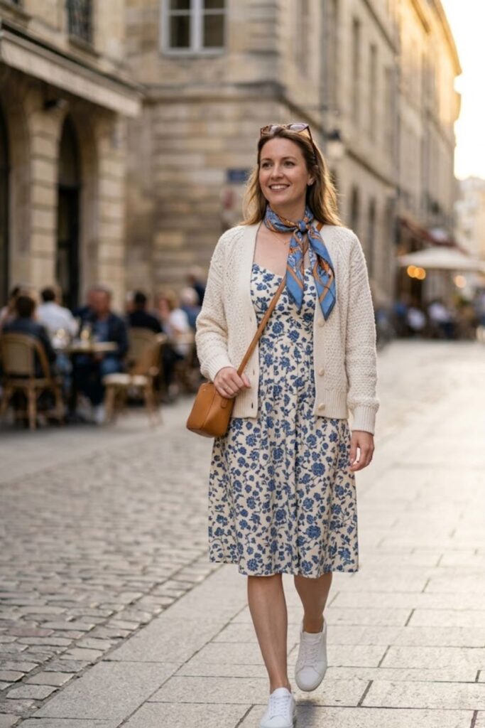 12. Casual Dress with Cardigan