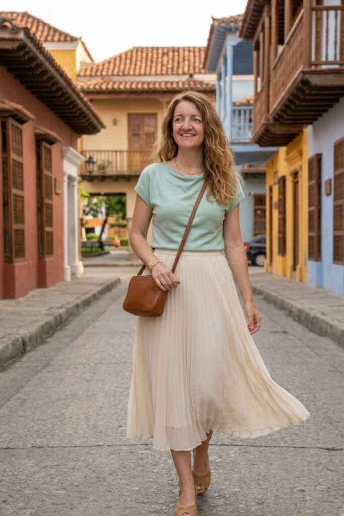 12. Light Knit Top with Midi Skirt