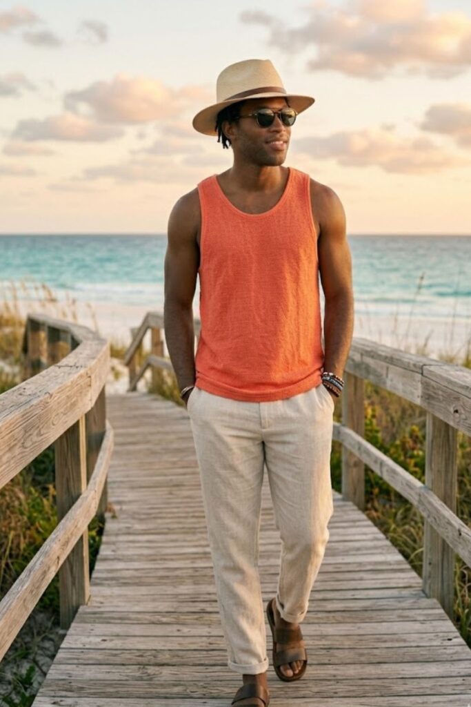 12. Linen Pants with Tank Top