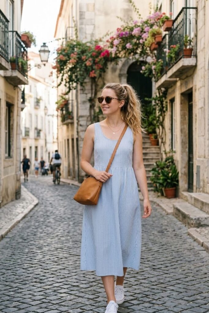 12. Midi Dress with Sneakers
