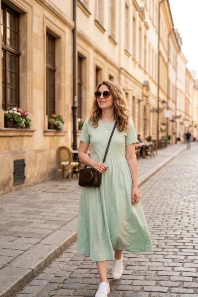 12. Midi Dress with Sneakers
