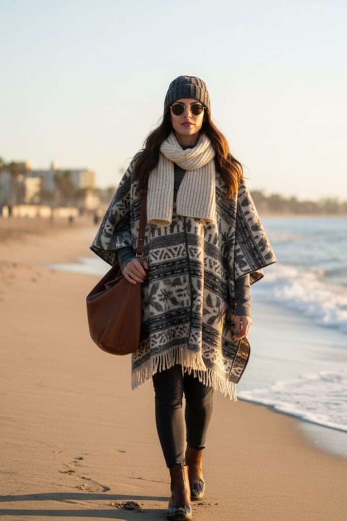 12. Wool Poncho with Leggings