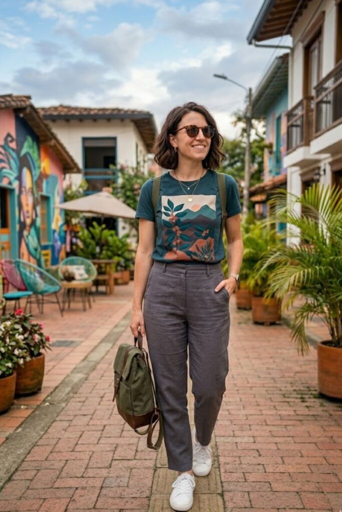13. Graphic Tee with Relaxed Trousers