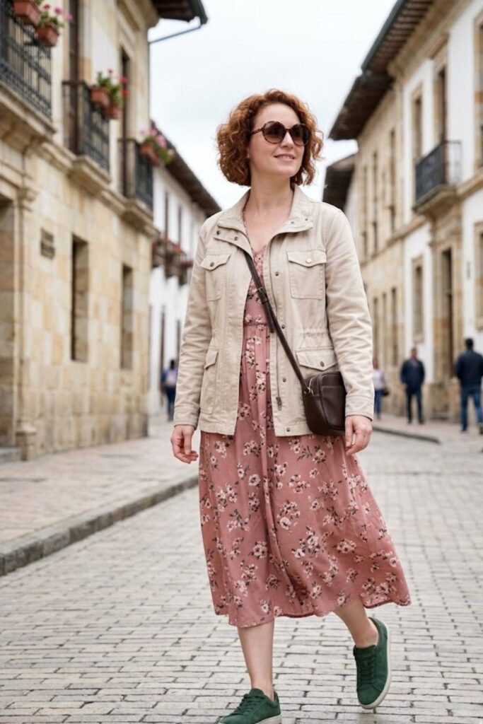 13. Lightweight Jacket with Casual Dress