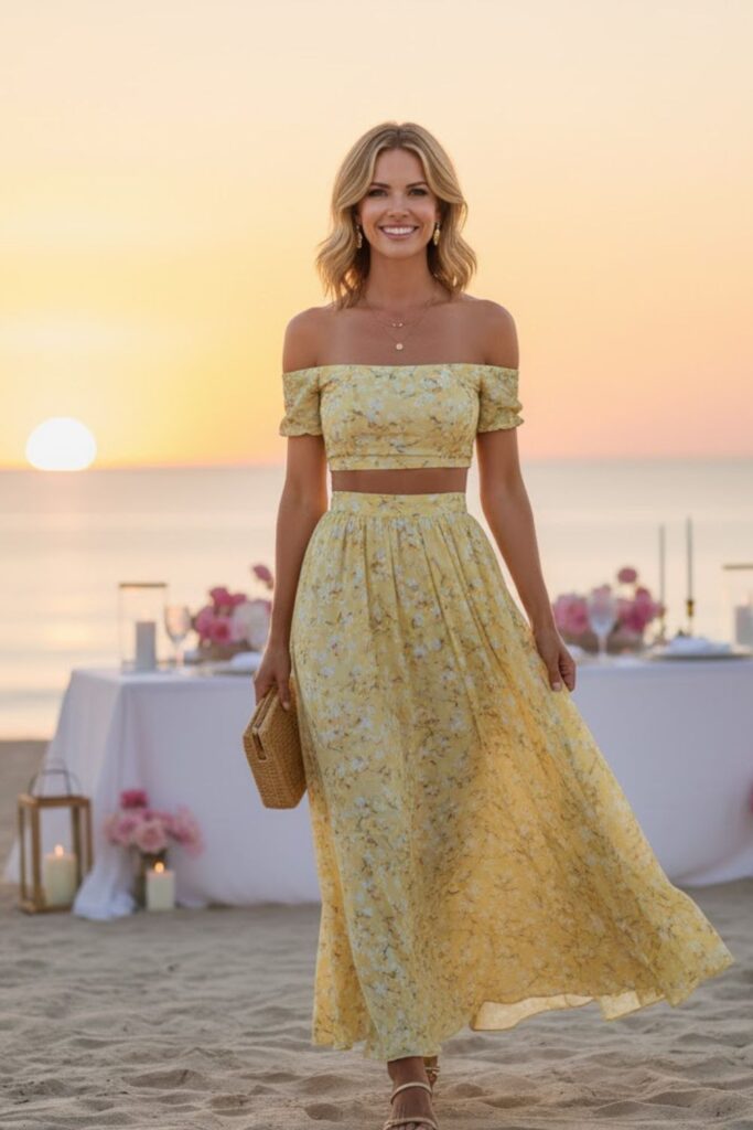 13. Maxi Skirt with Off-Shoulder Top