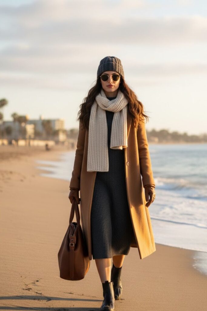 13. Sweater Dress with Layered Coat