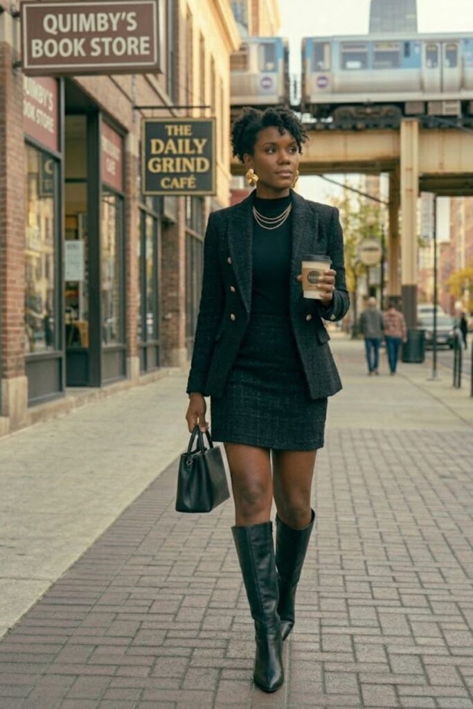 14. Blazer with Mini Skirt