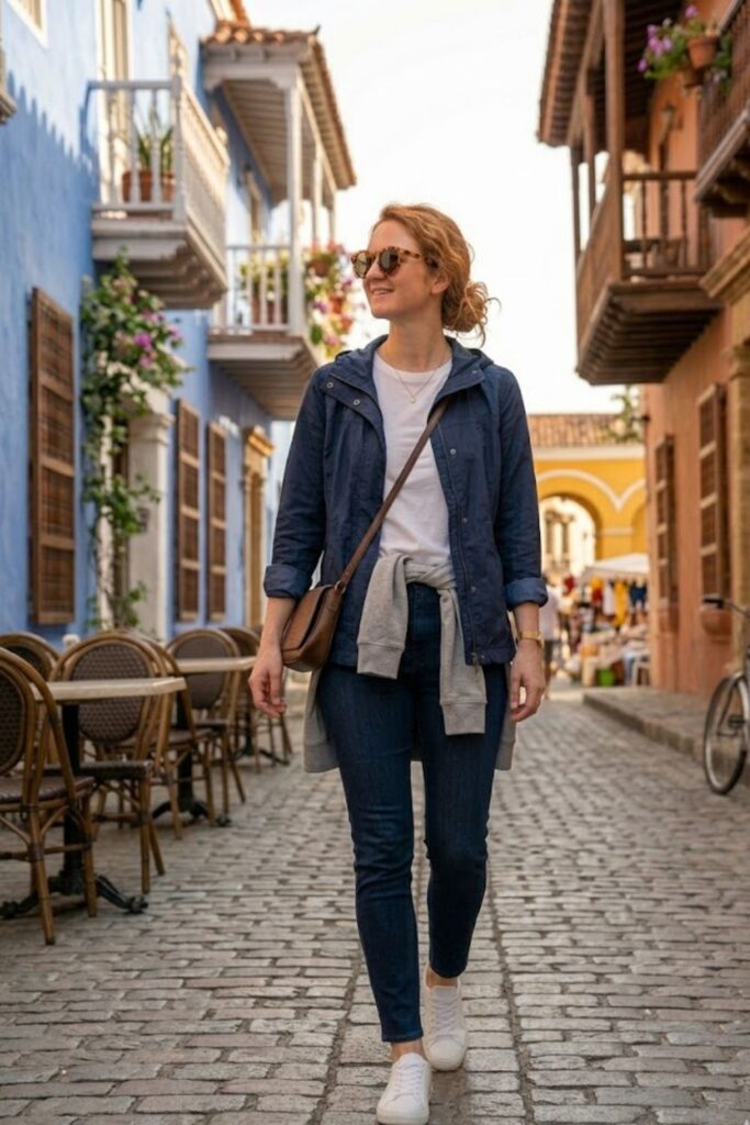 14. Lightweight Jacket with Casual Basics