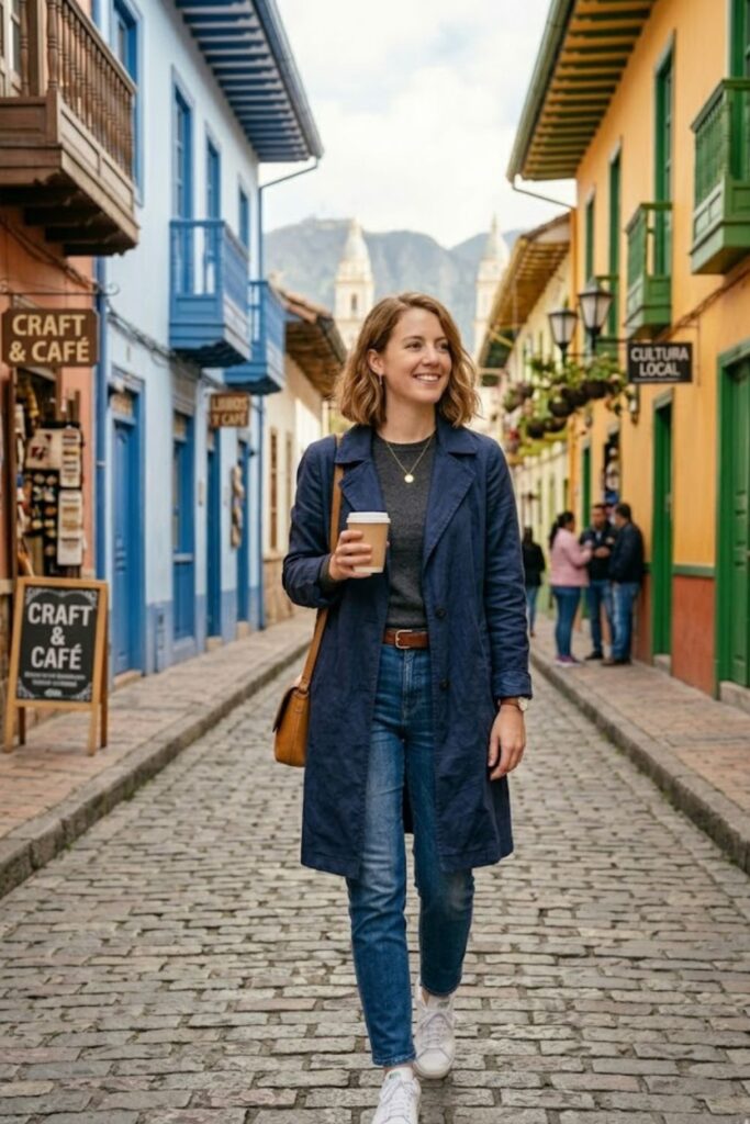 14. Long Coat with Casual Outfit