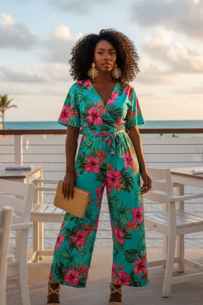 14. Tropical Print Jumpsuit