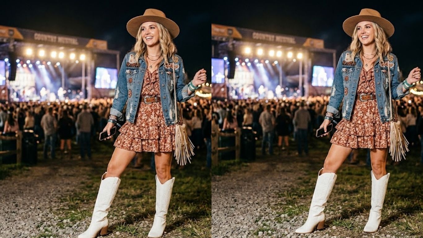 15 Country Concert Outfit Ideas With White Boots for Stylish Nights