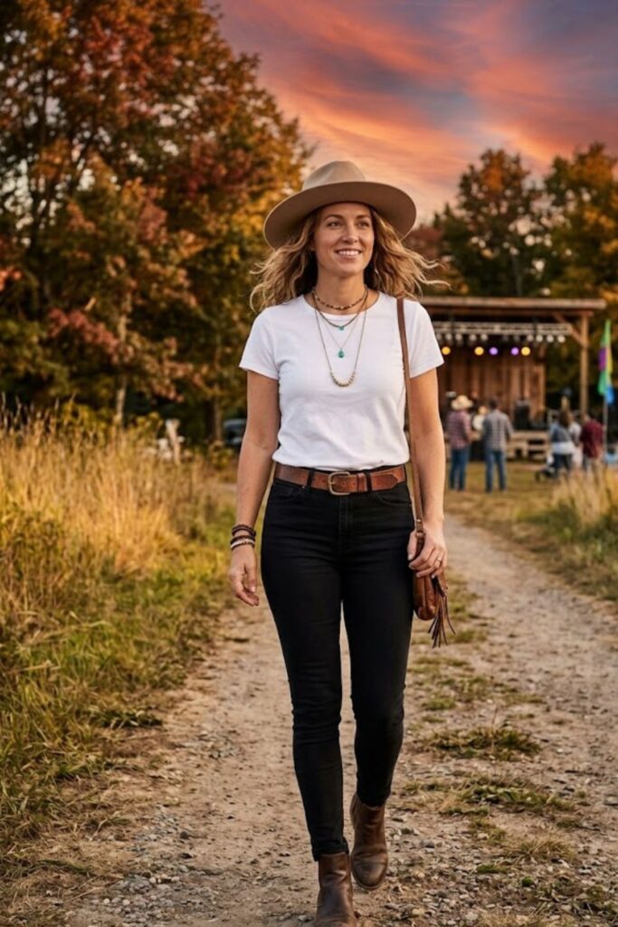15. Classic White Tee and Black Jeans