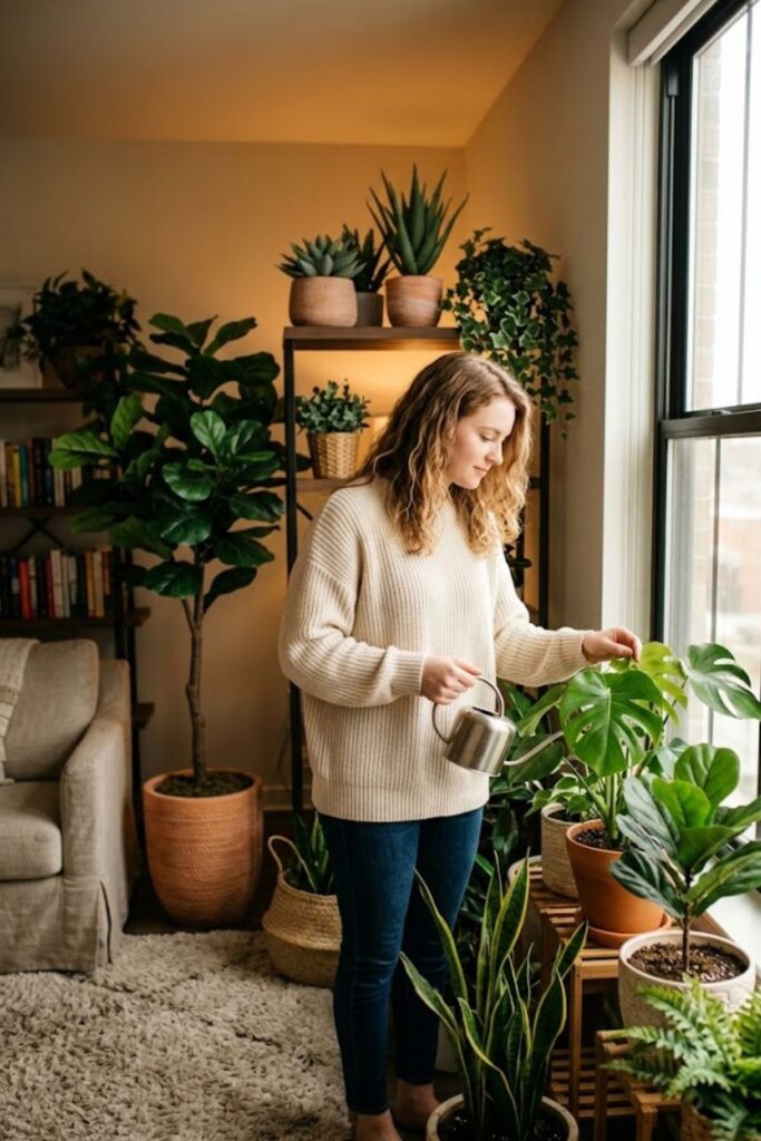 15. Mix Artificial and Real Plants for a Balanced Look