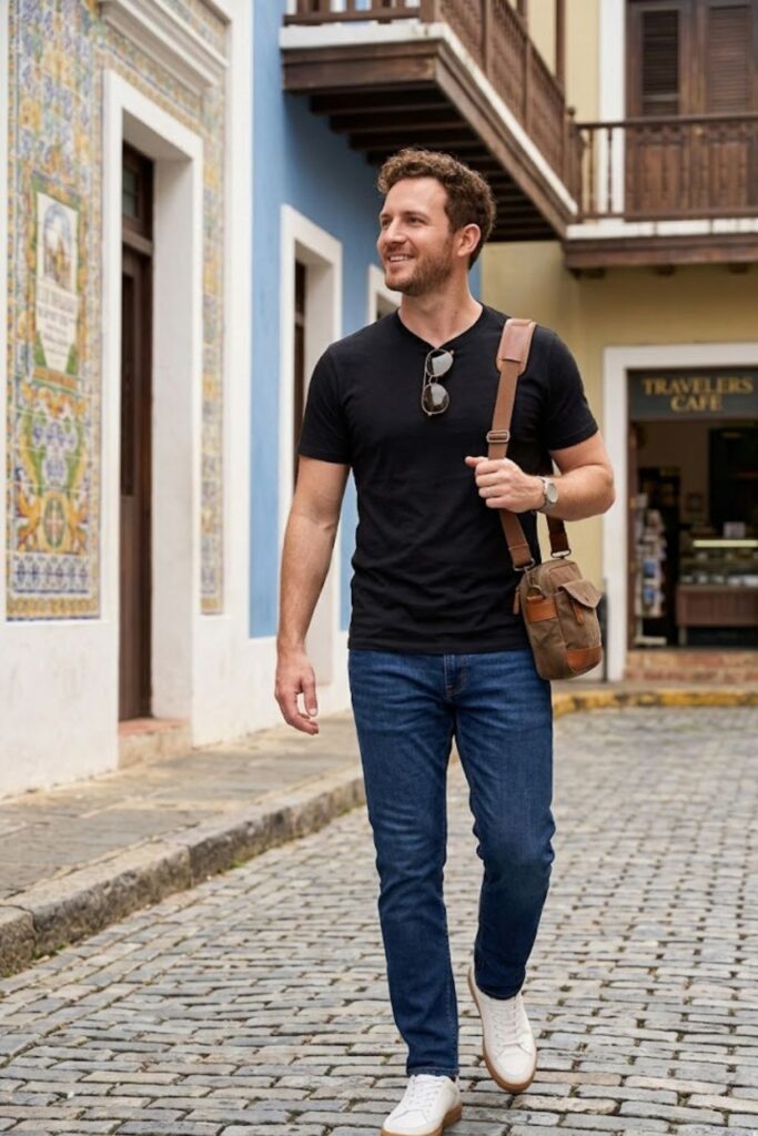 2. Cotton T-Shirt with Slim Jeans