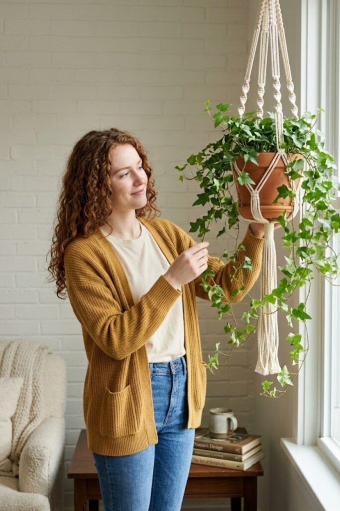 2. Hang Ivy in a Macramé Planter