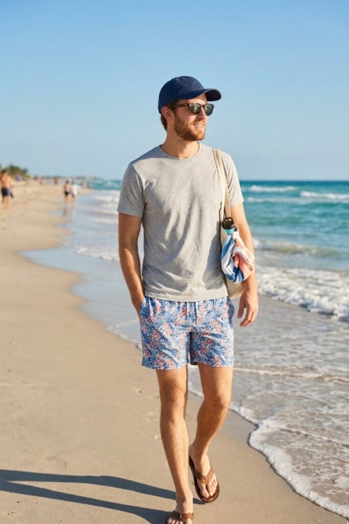 2. Swim Trunks with Casual Tee