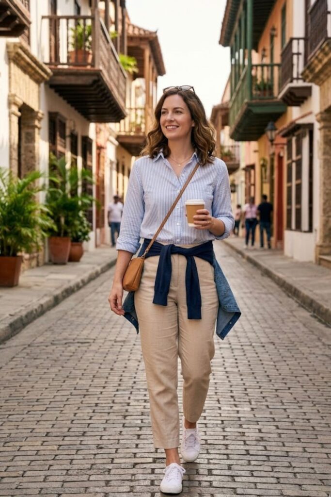 3. Button-Up Shirt with Tailored Pants