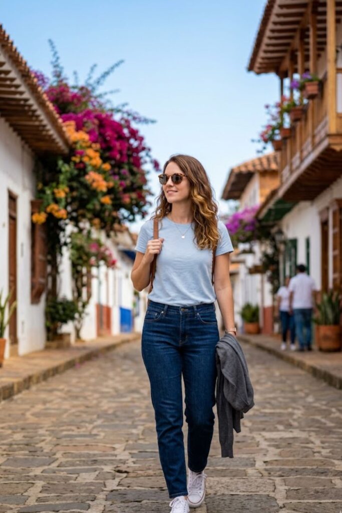 3. Cotton T-Shirt with Classic Jeans