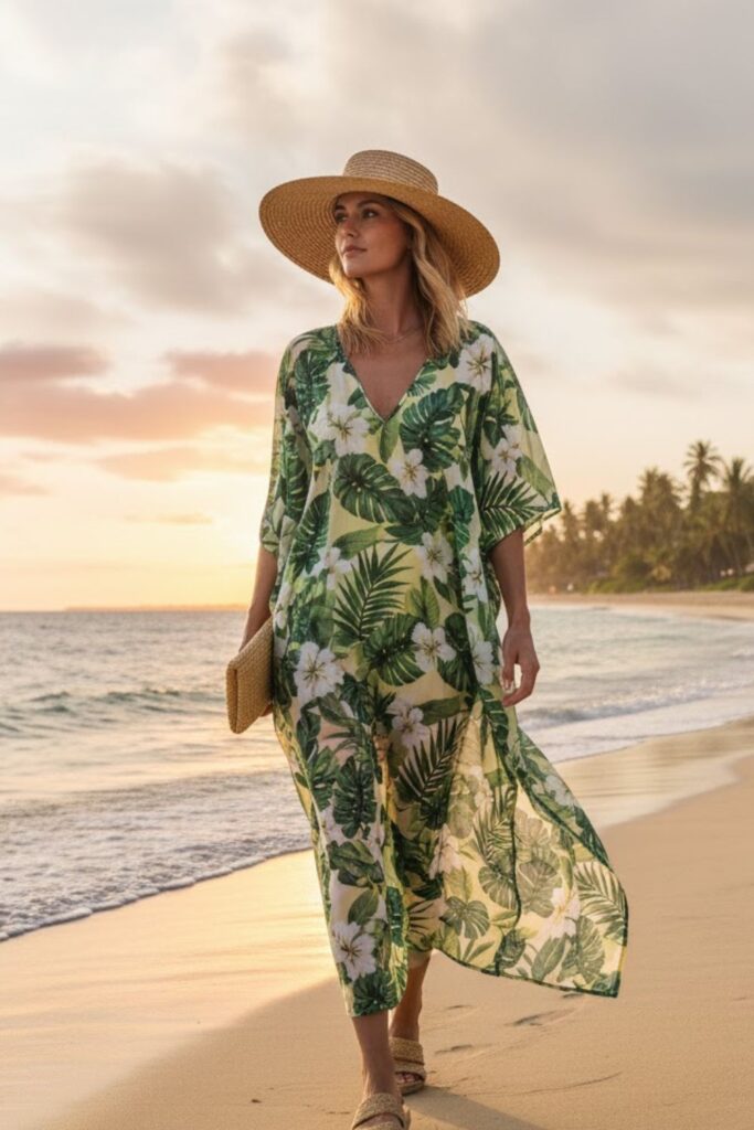 3. Lightweight Kaftan Over Swimsuit
