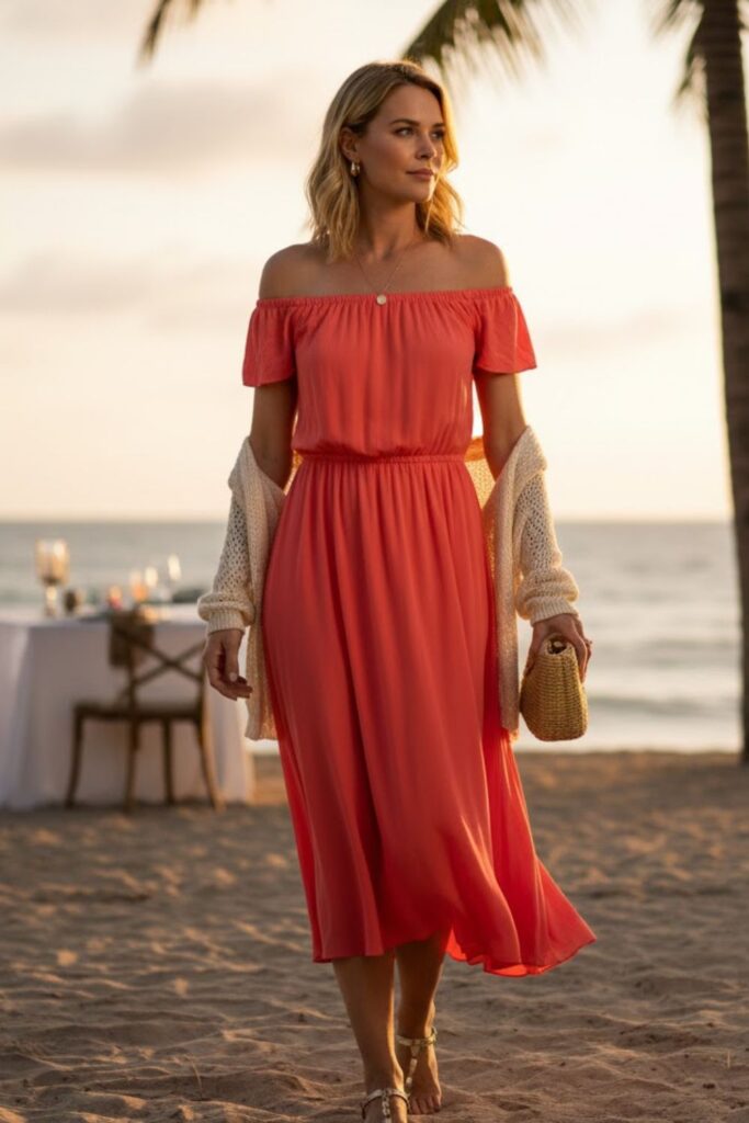 3. Off-Shoulder Dress with Wrap