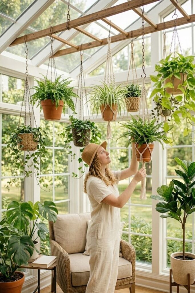 3. Suspended Hanging Garden in the Sunroom