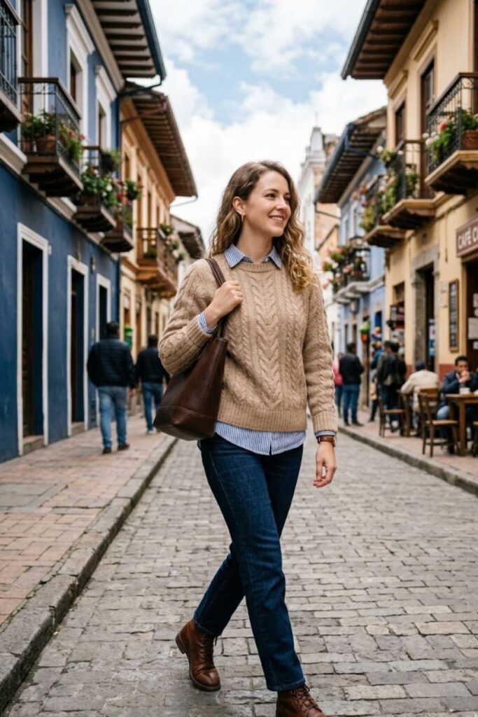 4. Layered Shirt and Sweater Combo