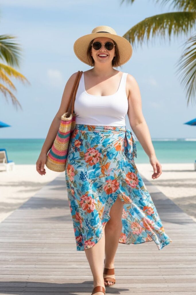 4. Wrap Skirt with Tank Top
