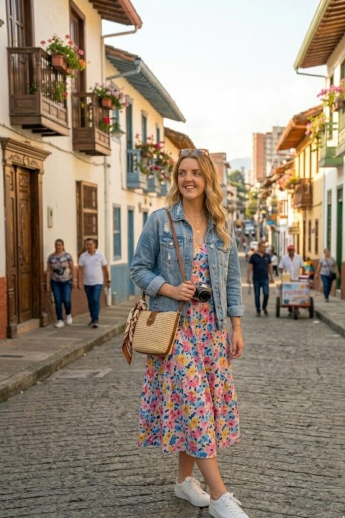 5. Denim Jacket with Casual Dress
