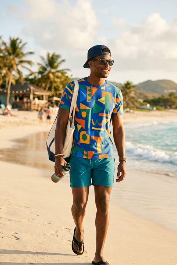 5. Graphic Tee with Swim Shorts