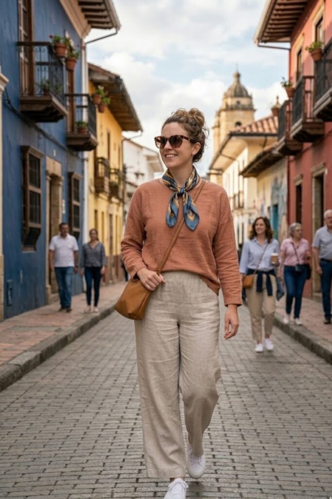 5. Long Sleeve Top with Wide-Leg Pants
