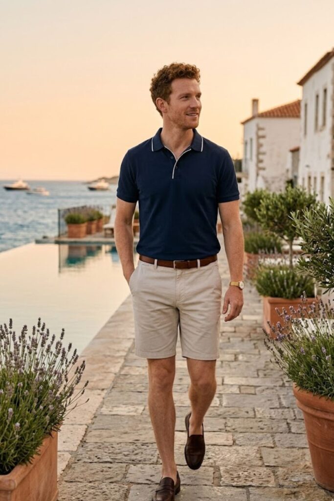 5. Polo Shirt with Chino Shorts