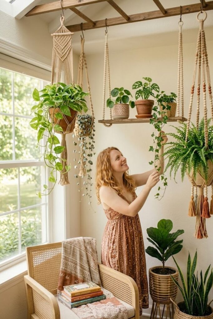 7. Boho-Inspired Hanging Plant Arrangement