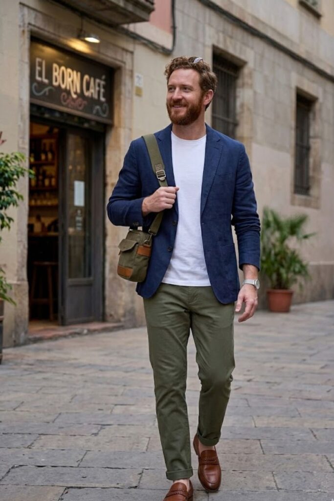 7. Casual Blazer with Chino Pants