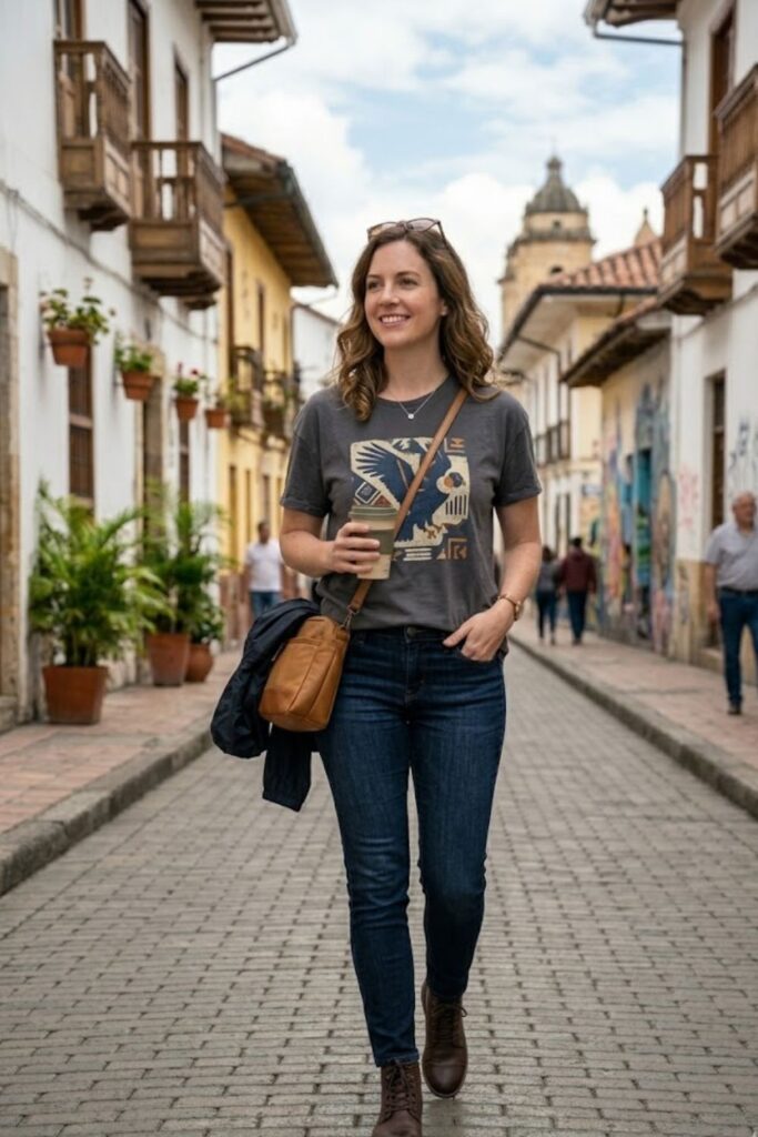 7. Graphic Tee with Slim Jeans