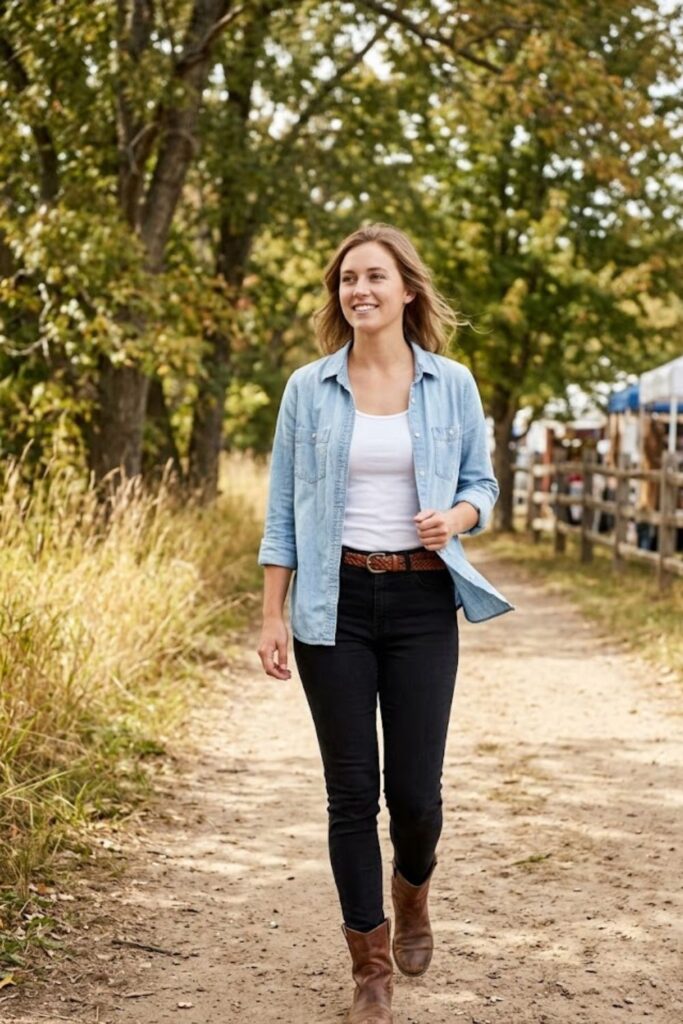 8. Chambray Shirt and Black Jeans