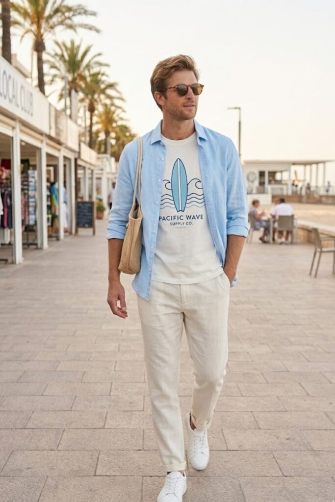 8. Graphic Tee with Linen Pants