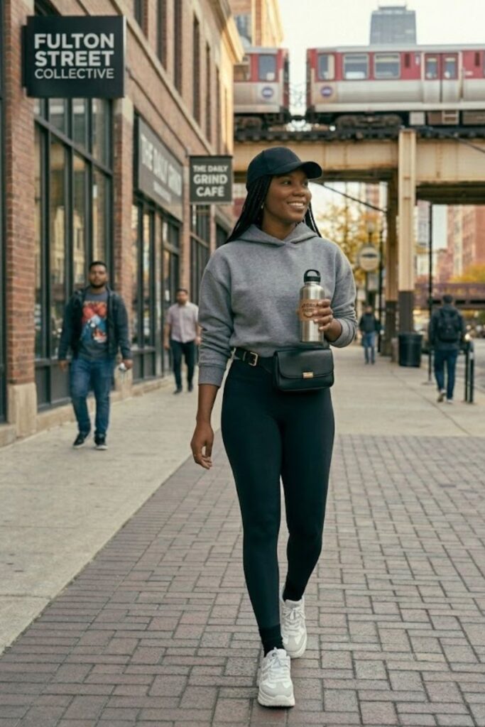 8. Hoodie with Leggings and Sneakers