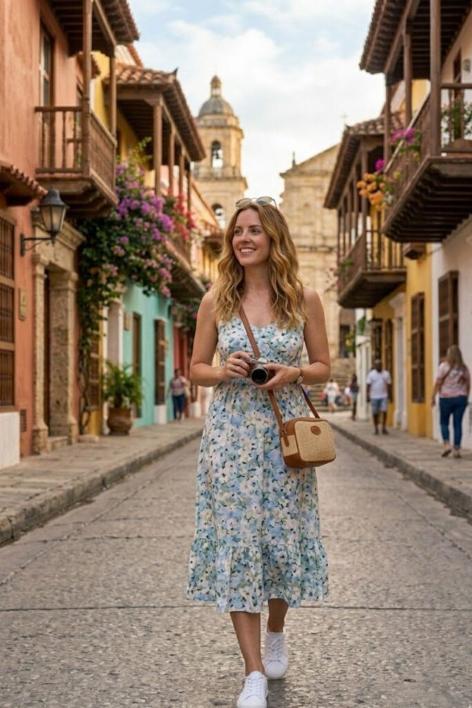 8. Midi Dress with Sneakers