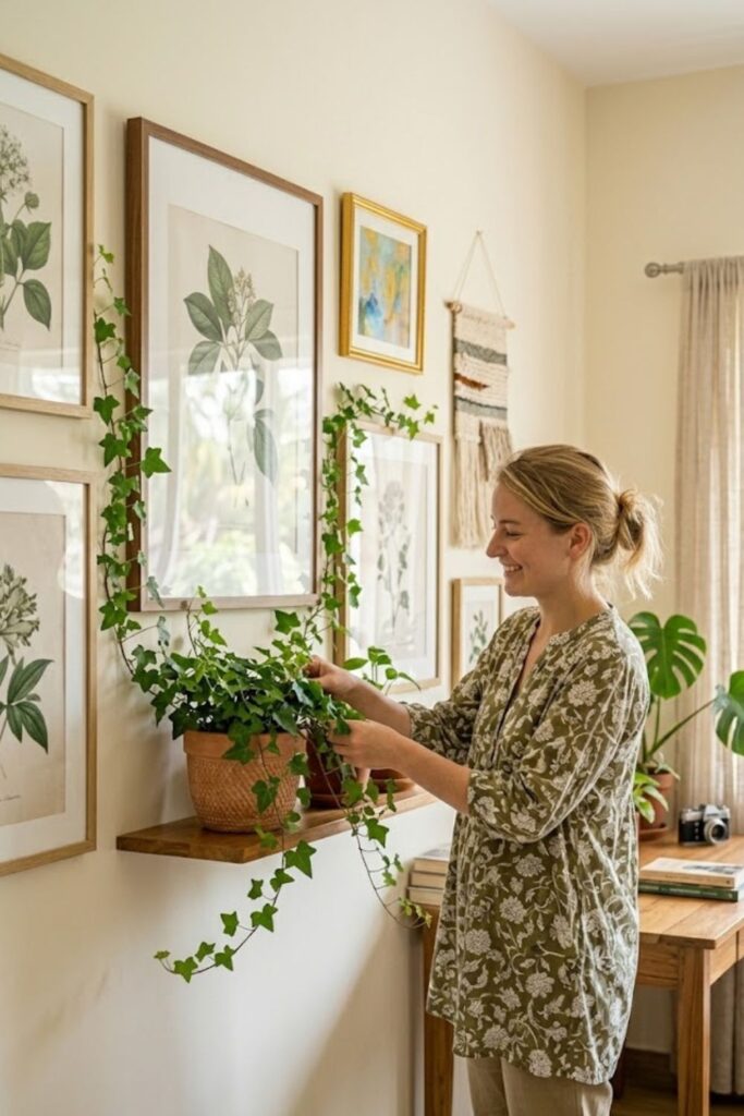9. Combine Ivy with Wall Art