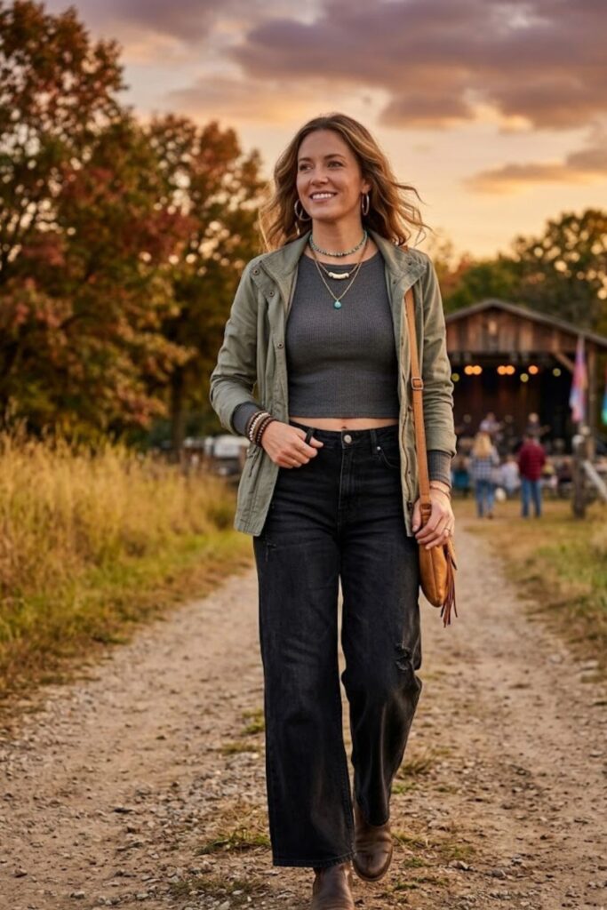 9. Cropped Top and Wide-Leg Jeans