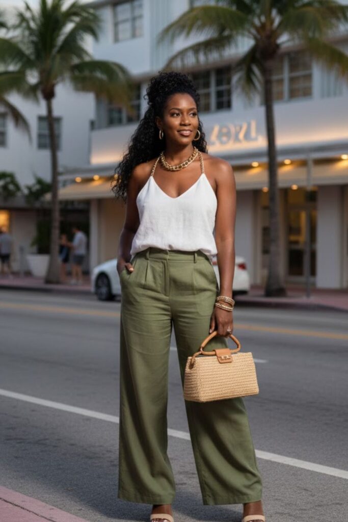 9. Halter Top with Wide-Leg Pants