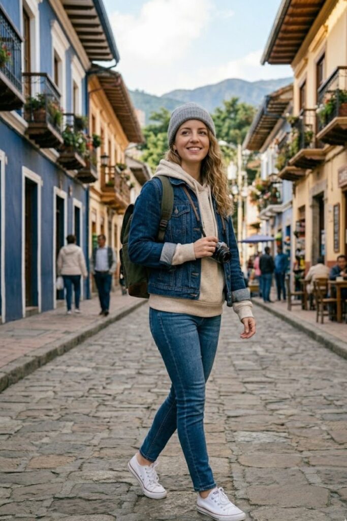 9. Hoodie Layered with Denim Jacket